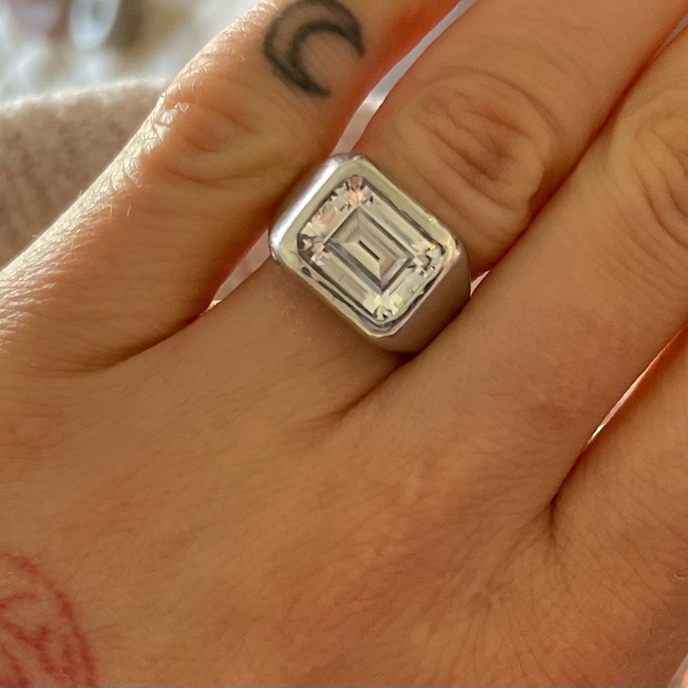 Wide band Moissanite Diamond Ring